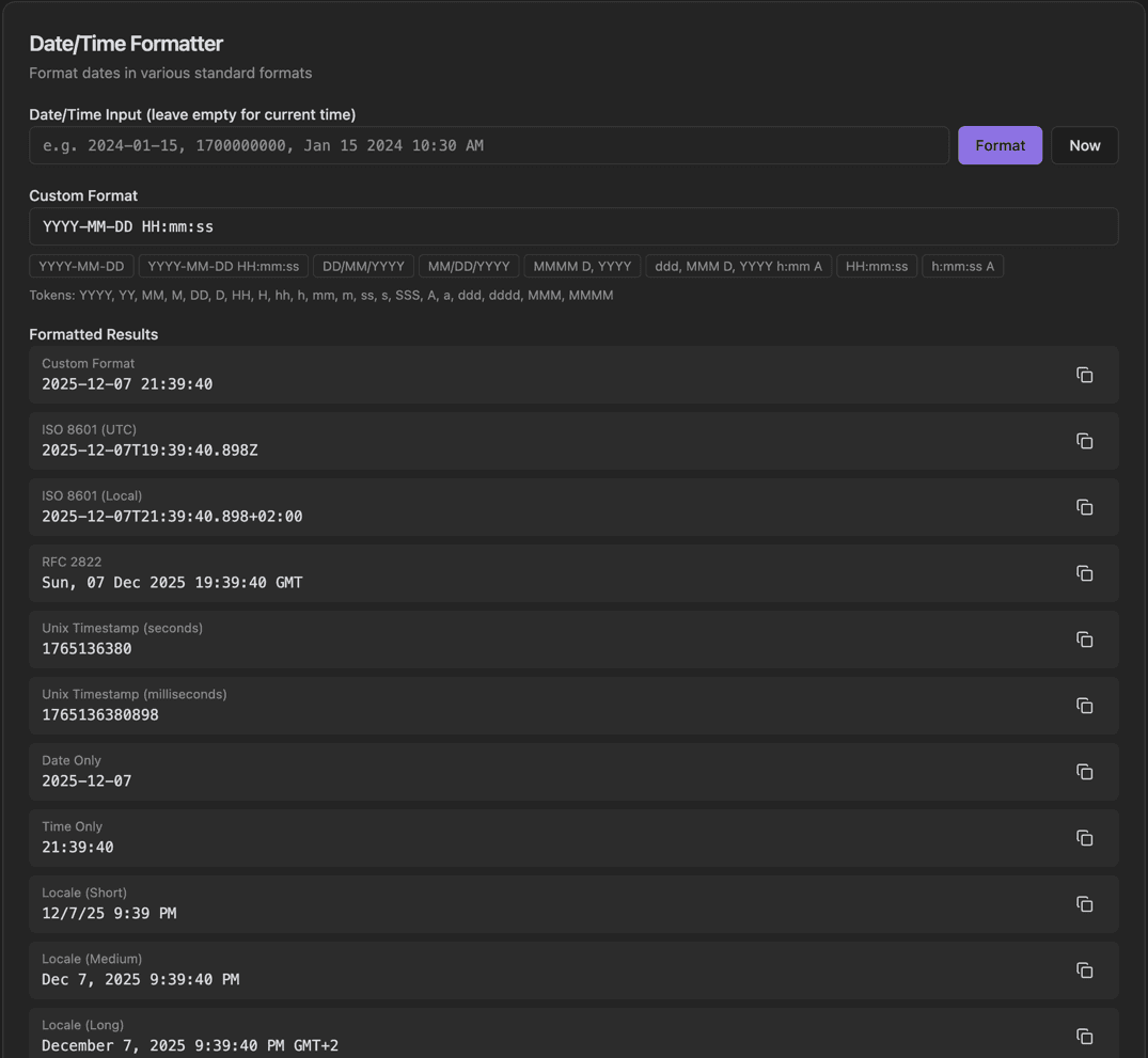 Date Formatter screenshot