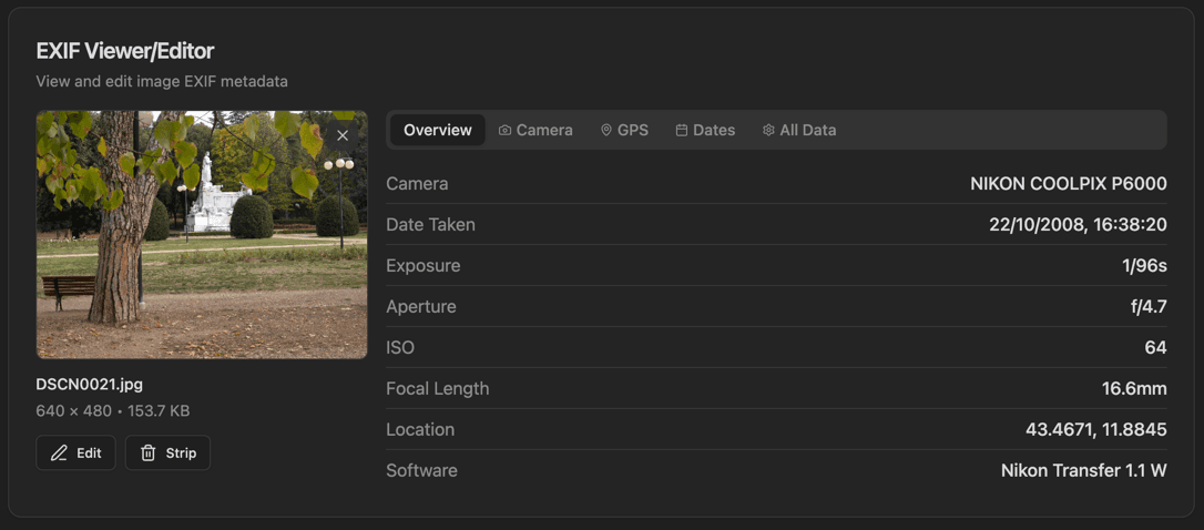 EXIF Viewer screenshot