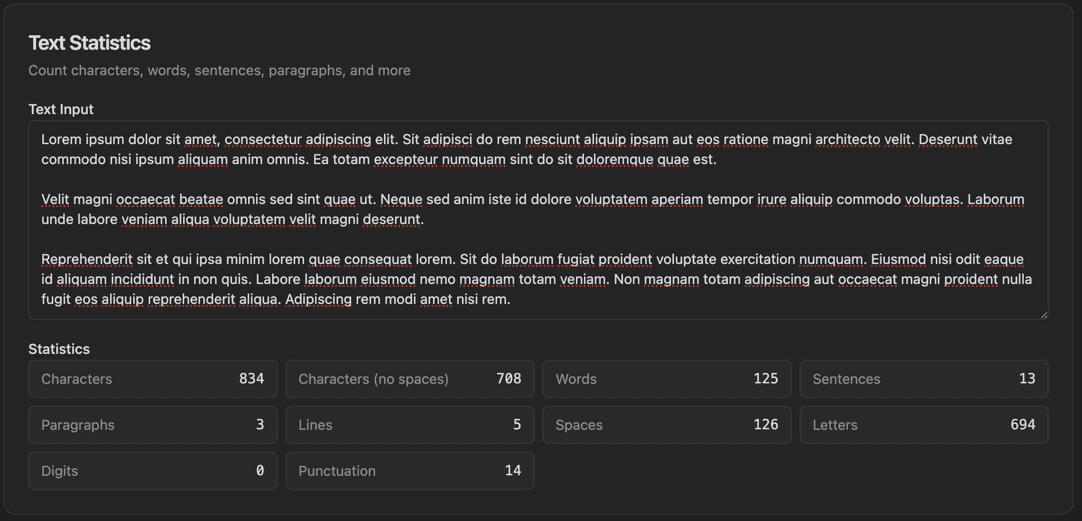 Text Statistics screenshot