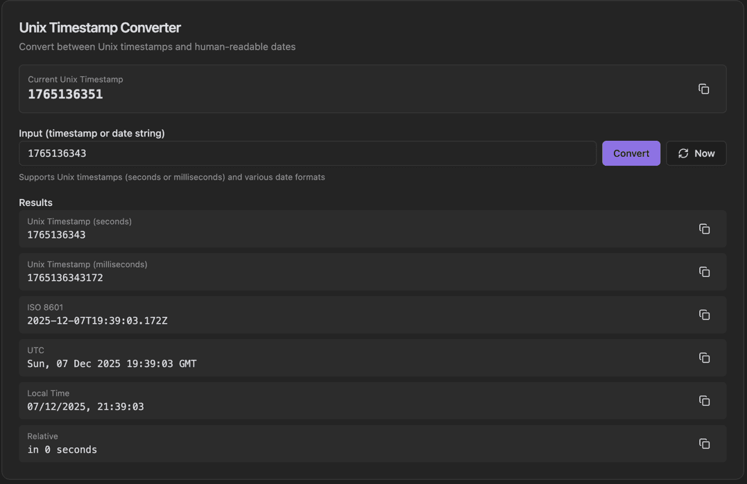 Timestamp Converter screenshot