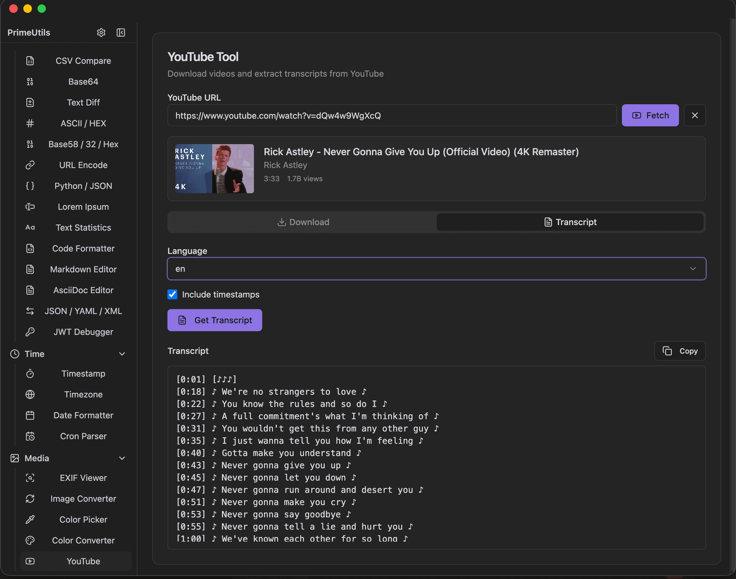 YouTube Tools screenshot